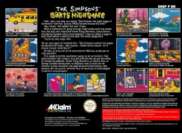 Simpsons, The - Bart's Nightmare (Europe) box cover back